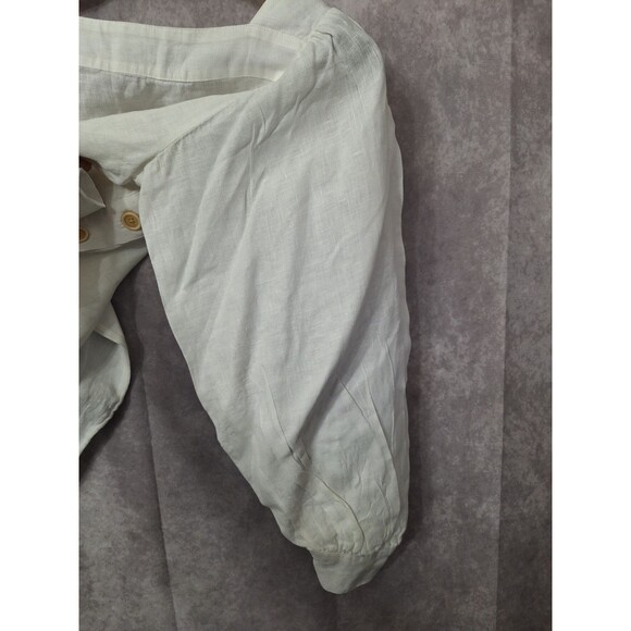 J. Crew 100% Linen White Button Up Shirt Womens Small Balloon Sleeve Resort Boho - Picture 12 of 14